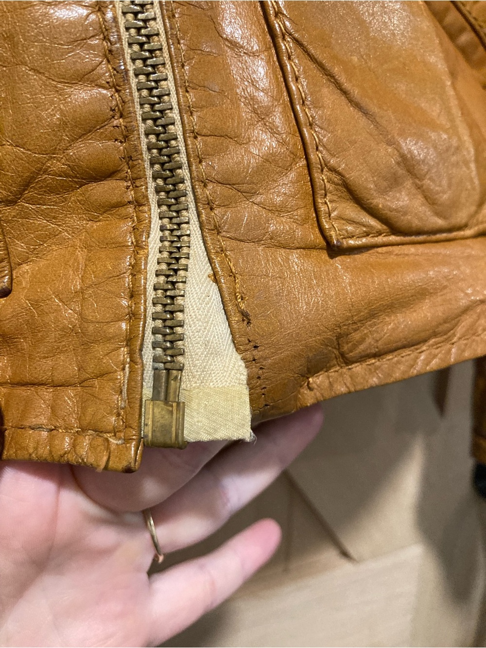 El Toro Bravo Vintage Tan Leather Jacket 40 Men’s  Woven Detail Disco Era 70/80s - Picture 11 of 16
